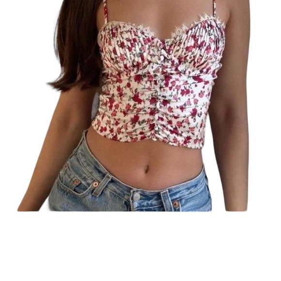 For Love And Lemons Other - For Love & Lemons Red Floral Bustier EUC